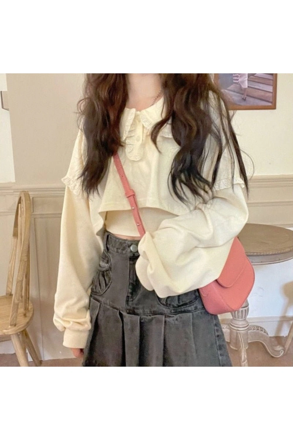 Blusa kawaii in pizzo: un tocco di dolcezza per un look irresistibile, stile romantico, eleganza senza tempo.
